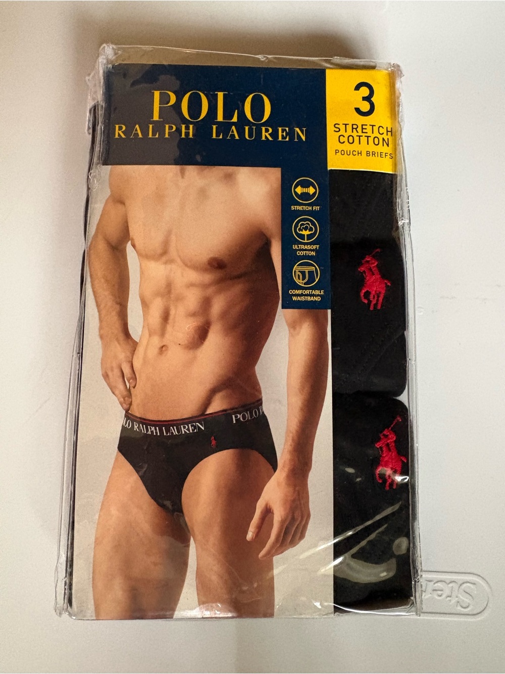 NEW Polo by Ralph Lauren Men’s Stretch Cotton Pouch Briefs – Black (3-Pack)
